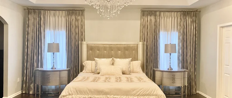 How to Layer Curtains with Sheers – A beautifully styled window featuring sheer and blackout curtains, creating an elegant and functional layered look, inspired by Houzz designs.