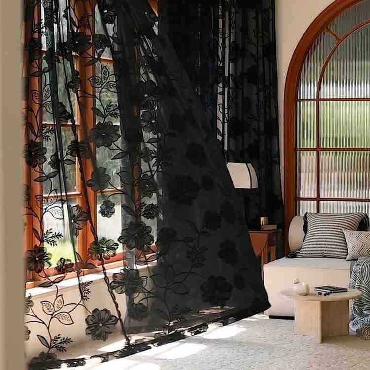 Sheer curtains for bedroom giving a soft and airy look to the window which make the atmosphere romantic.
